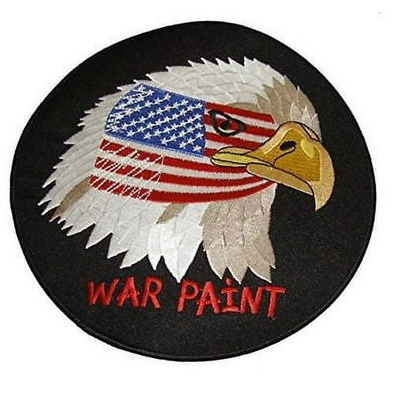 SMALL AMERICAN EAGLE W/ USA FLAG WAR PAINT PATCH PATRIOTIC WAR FACE DEFENSE