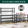 thumbnail image 4 of decorUhome Bamboo 4 Tier Shoe Rack for Closet, Shoe Storage Organizer, Wood Shoe Shelf for Entryway, Black, 4 of 7