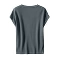 thumbnail image 5 of Lumtrix Womens Henley Sweaters Casual Cap Sleeve Tops Summer Business Work Loose Fitted Shirts Gray 2XL, 5 of 5