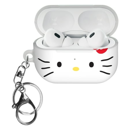 Sanrio AirPods Pro 2 Case Key Ring Keychain Holder Strap Hole Hard AirPods Pro 2nd Generation 2022 Cover - Face Hello Kitty White