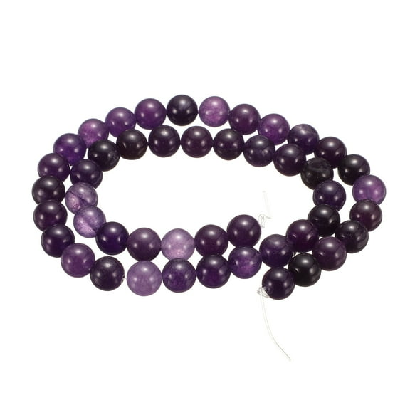 Uxcell 50pcs Natural Stone Beads 8mm Purple Crystal Round Gemstone Stone Loose Beading Real Genuine Smooth Balls Bead for Jewelry Making Bracelets Necklace Earrings DIY