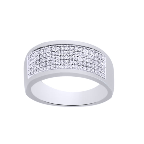 AFFY White Natural Diamond Wedding Band Ring In 10k White Gold (0.33 Cttw)