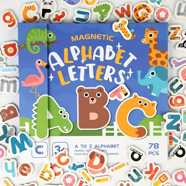 QJUHUNG Magnetic Alphabet Book - 26 Capital Letters 52 Small Letters Cute Cartoon Animal Design Alphabet Cognition Matching Practice Convenient Storage Perfect Holiday Gift