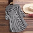 thumbnail image 2 of SDNall Women Plus Size Three Quarter Striped Print V-Neck Loose T-Shirt Blouse, 2 of 9