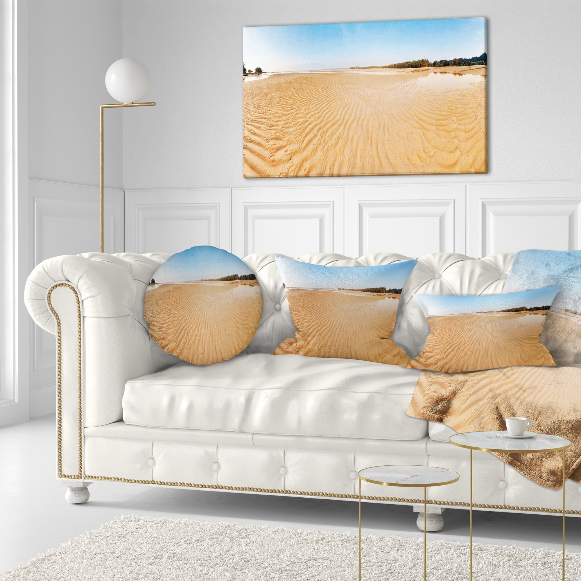 Designart Exotic Tropical Beach Panorama - Modern Seascape Throw Pillow - 12x20