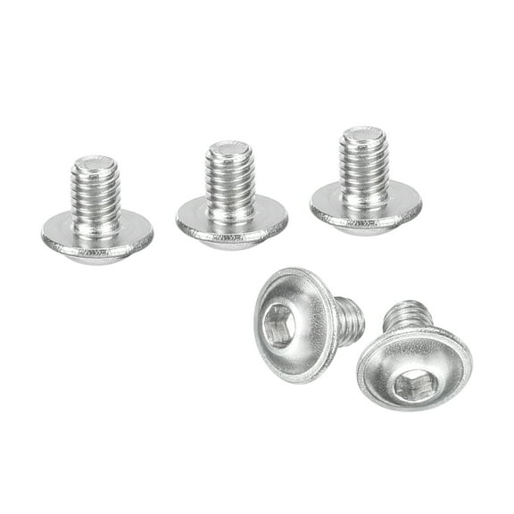 Uxcell Flanged Button Head Socket Cap Screws, 50 Pcs M3x4mm - 304 Stainless Steel Socket Drive Fasteners Bolts, Fully Thread Machine Screws (Silver)