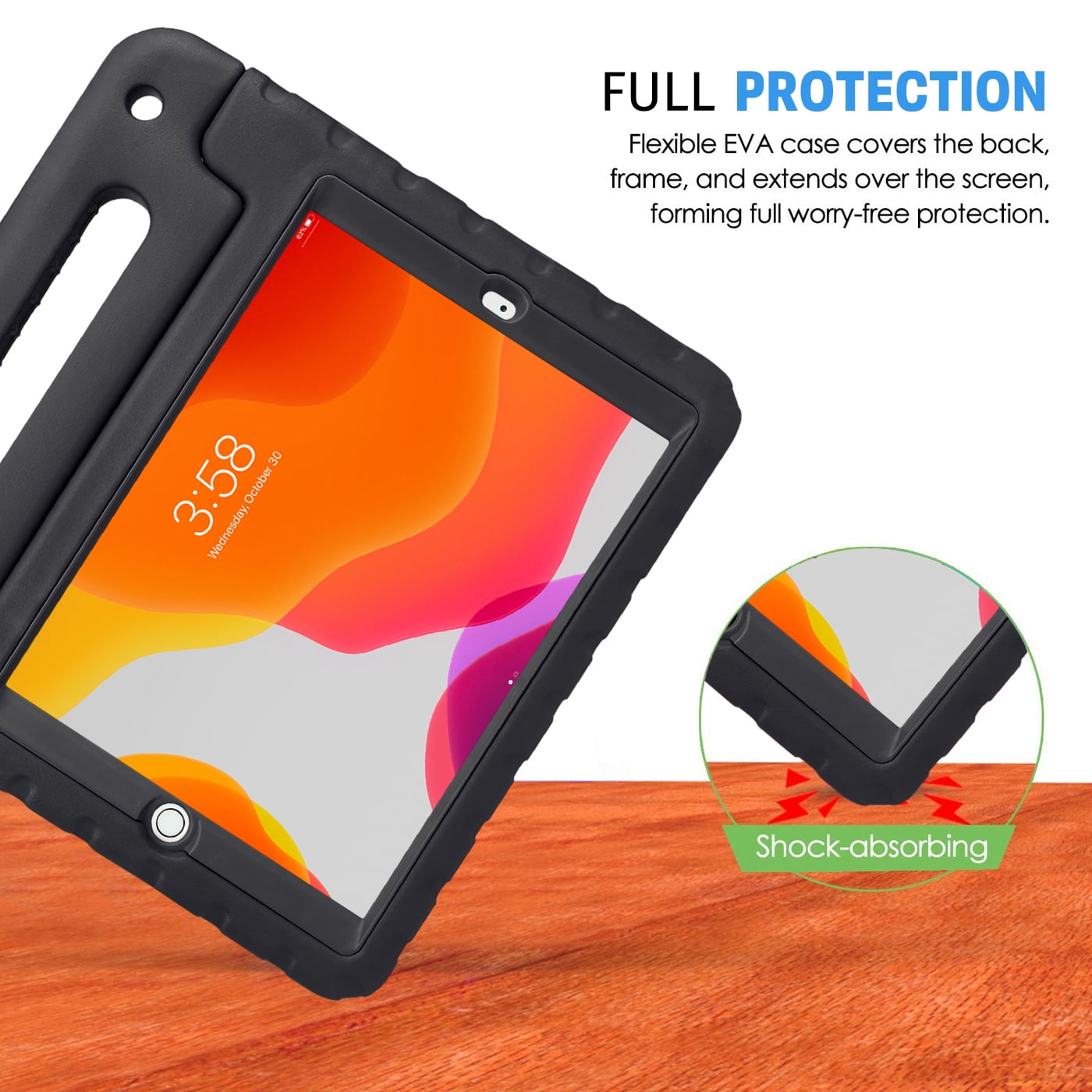 HDE Kids iPad Case with Built-In Screen Protector for 2021 9th Generation iPad 10.2 Inch, 2020 8th Gen, 2019 7th Gen, Black