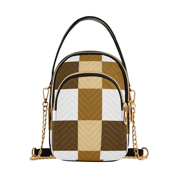 joogoo Women Checkered Plaid-a8 Chain Crossbody Bags Shoulder Handbag Phone Purse