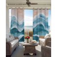 thumbnail image 4 of Navy Blue Waves Coastal Blackout Curtains for Bedroom, Teal Ombre Summer Beach Oceans Room Darkening Window Drapes for Living Room, Thermal Insulated Grommet Curtains, 42x84 inch, 2 Panels, 4 of 9