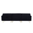 thumbnail image 5 of 105" Velvet L-Shaped Sectional Sofa Couch, Modern Free Combination Sectional Couch with Metal Feets and 2 Pillows for Living Room, Apartment, Black, 5 of 6