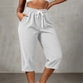 thumbnail image 6 of LIaqionyy Capri Pants for Women Corduroy High Waisted Wide Leg Cropped Pant Casual Loose Trouser with Pockets, 6 of 8
