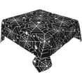 thumbnail image 2 of Nappe d'Halloween Carrée 54x54 Pouces, Nappe Noire et Blanche avec Toiles d'Araignée et Étoiles, Polyester Résistant aux Taches pour l'Automne et les Fêtes, Intérieur Extérieur, Couvre-Tables pour Cuisine, Salle à Manger, Fêtes, 2 of 6