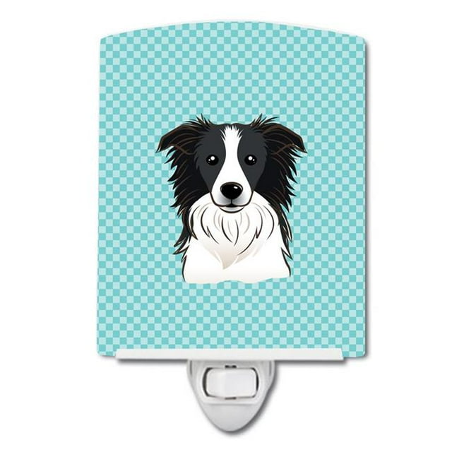 Carolines Treasures BB1179CNL Checkerboard Blue Border Collie Ceramic Night Light