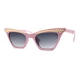 thumbnail image 2 of Womens Gold Metal Eyebrow Square Cat Eye Horn Rim Sunglasses Pink Smoke, 2 of 4