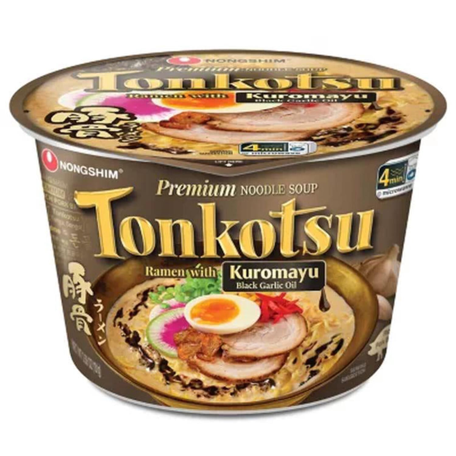 Nongshim Tonkotsu Ramen with Kuromayu Premium Noodle Soup, 3.56 Ounce (6 Pack)