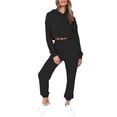 thumbnail image 1 of Lucakuins, conjunto de pijamas para mujer, 2 piezas, ropa de salón, trajes de Color sólido con cordón, sudaderas con capucha, Tops cortos y pantalones, ropa de dormir, trajes Lucakuins moda, 1 of 1