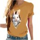 thumbnail image 5 of Tops de Cuello Alto para las Mujeres Amante Impreso Camiseta Cuello Redondo Manga Corta, Poliéster Spandex, 5 of 6