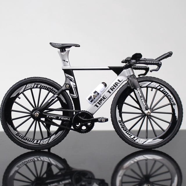 Modelo de , juguete para , de montaña, simulación, Mini modelo curvo, oficina en hogar, adornos de escritorio, manualidades - Plata CUTICAT Juguete de bicicleta fundido a presión