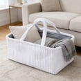 thumbnail image 2 of Violete Storage Basket Foldable Fabric Organizer | White Brown Flock Material | 15x11x7 in | Durable Handles, Sturdy Stitching, Easy Clean | Closet, Laundry, Toy Storage Solution, 2 of 7