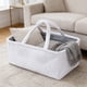 thumbnail image 1 of Cesta de almacenamiento plegable | Caja de telas para organizar el hogar, ropa, juguetes, varios | Material de la Flocada, Doble Asas, Marrón Blanco, 15"x11"x7" | Almacenamiento decorativo de coser, 1 of 6