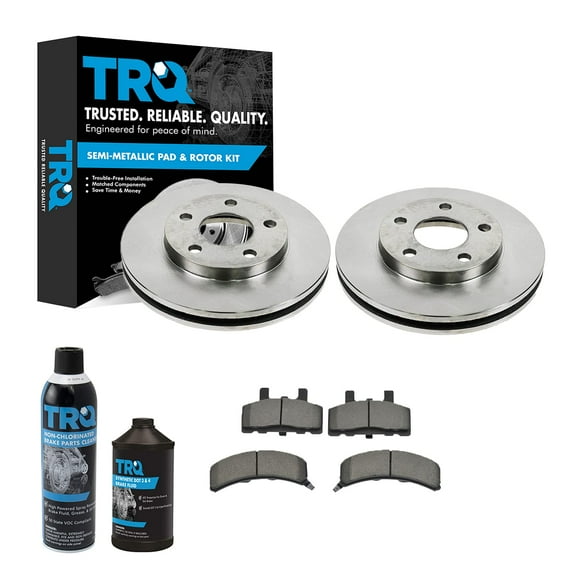 TRQ Front Metallic Brake Pad & Rotor Kit w/Fluids for 90-93 Cadillac Fleetwood BKA17335 Fits select: 1990-1993 CADILLAC DEVILLE