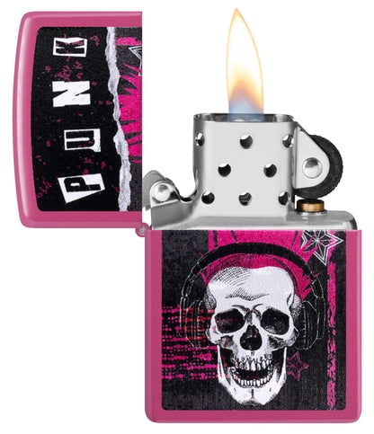 Zippo Lighter - Customized Engraved Message on Windproof Punk Skull Design 46430