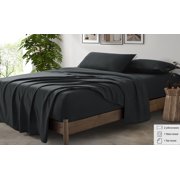 Queen Black Brushed Bed Sheets, 4-Piece 2400 Thread Count Luxury Soft Bed Sheet Sets