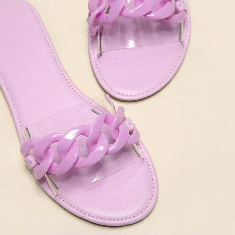 Girls Sweet Cute Rainbow Color Slides Summer Cute Flat