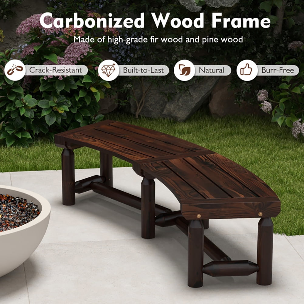 Aimee Lii Patio Curved Bench for Round Table Spacious and Slatted Seat, Outdoor Patio Furniture Aimee Lii Patio Curved Bench for Round Table Spacious and Slatted Seat, Outdoor Patio Furniture