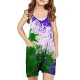 thumbnail image 2 of Sentmoon Girls Overalls V Neck Spaghetti Strap Short Rompers Independence Day Print Side Pockets Sleeveless Loose Jumpsuits Fourth of July Summer Comfy Kids for Tropical Vacation Purple 13 Years, 2 of 3