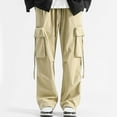 thumbnail image 2 of Raeneomay No Boundaries All Gender Washed Cargo Pants Fashion Men's Solid Color Casual Elastic Lace Up Loose Sports Work Pants, 2 of 4
