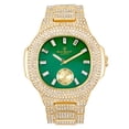 thumbnail image 2 of Charles Raymond Bigger is Better Oversized or Baguette Diamonds for The Luxurious Blinged Out Oblong Metal Mens Watch w/Cuban Bracelet- ST10316CE Cuban (ST10235VO Gold Money Green), 2 of 8