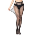 thumbnail image 4 of Lovskoo Collants Taille Haute pour Femmes Bas Résille Mode pour Dames Ajourés en Maille Imprimée Collants Résille Bas Collants Noir, 4 of 7