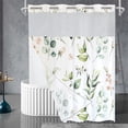 thumbnail image 4 of Dznils Cortina Shower de Tela Blanca sin Gancho con Forro a Presión, 72 x 74, Estampado Floral Verde, 4 of 11