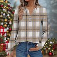 thumbnail image 5 of Craaazy Button Down Shirts for Women Polka Print T-shirt Plaid Shirt Casual V-neck Striped Long Sleeve Shirt Gifts, 5 of 8