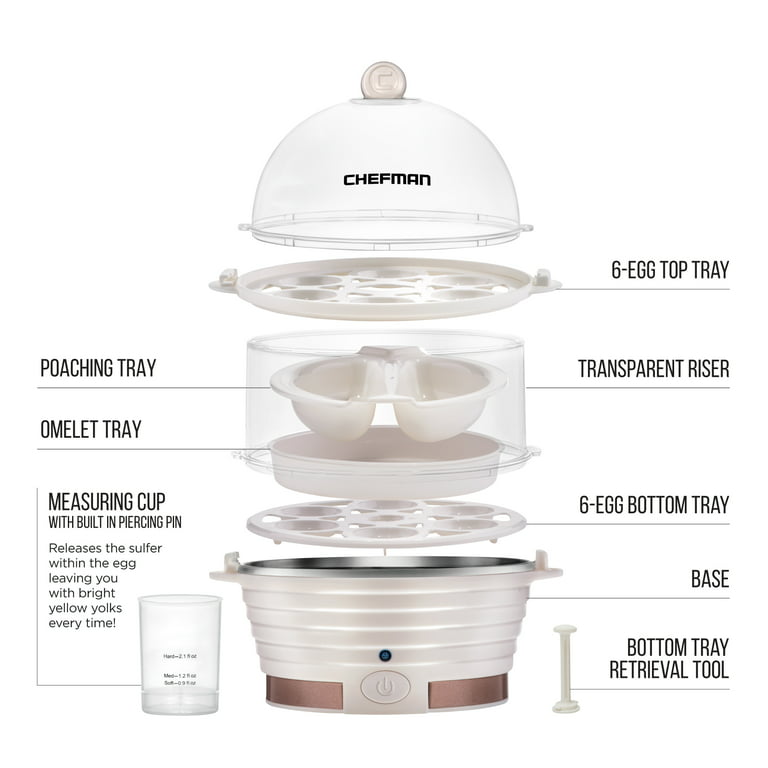 Chefman Electric Rapid Egg Cooker, 12 Egg Capacity, BPA-Free