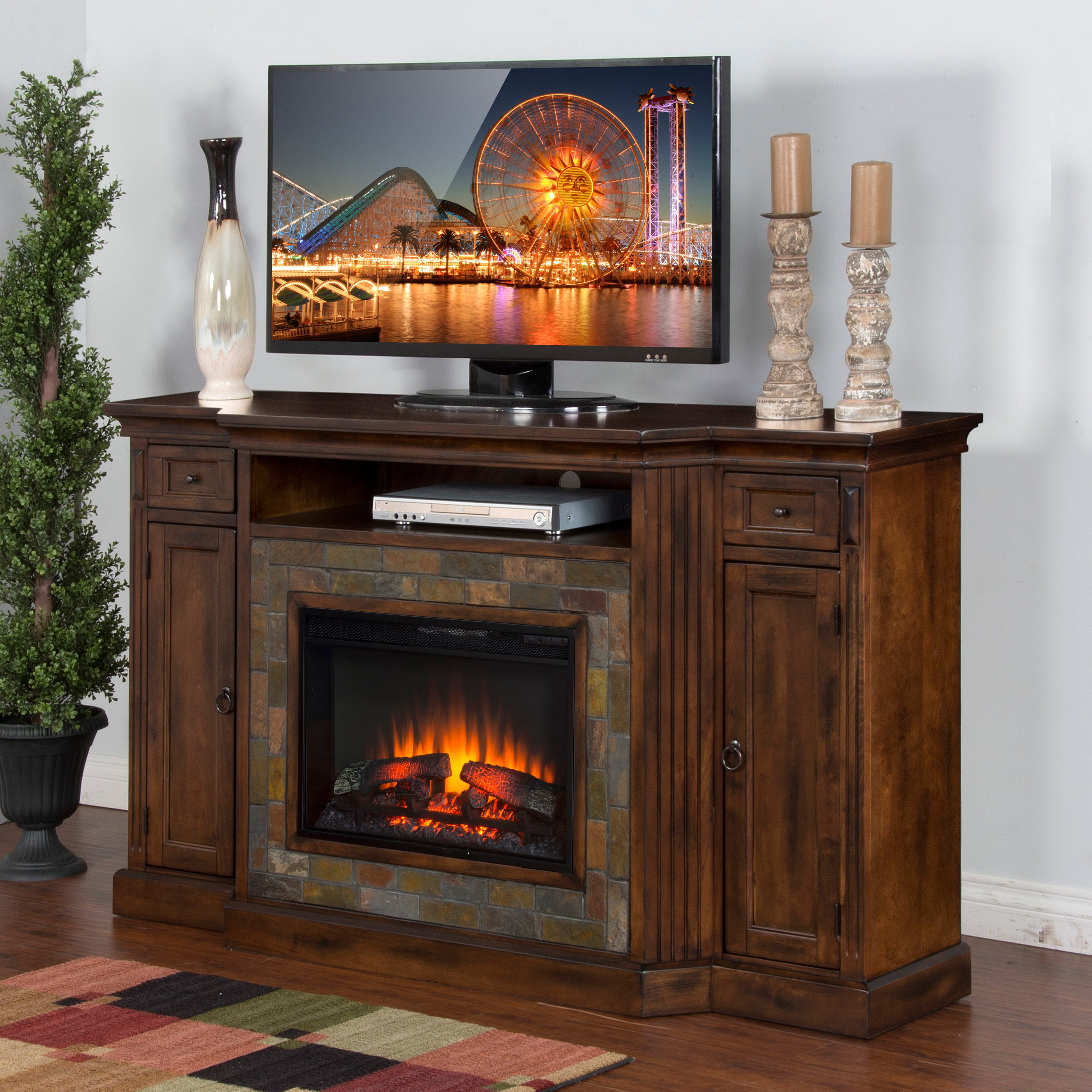 Sunny Designs Santa Fe 72 in. Electric Fireplace TV Console