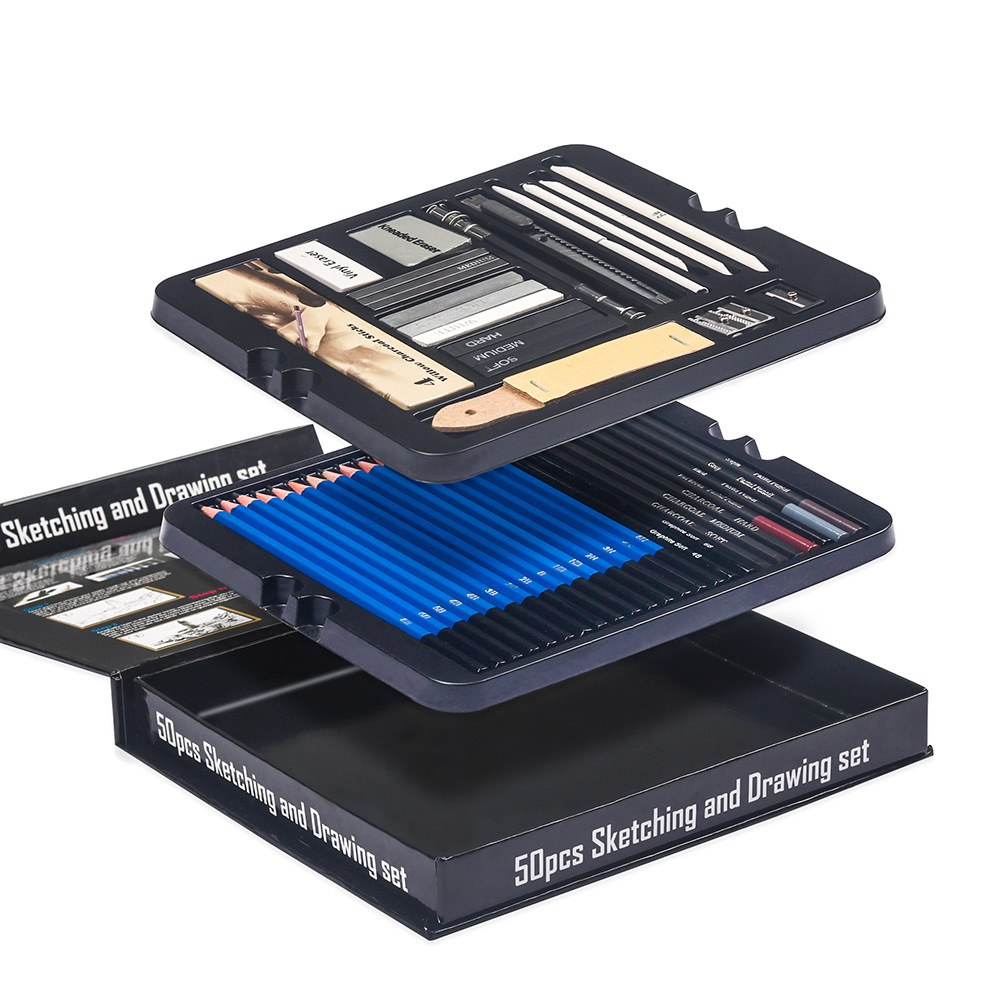 50-Piece Professional Drawing Pencil Set - Sketch Kit for Artists & Beginners