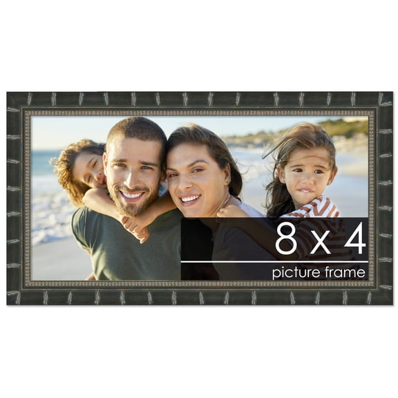8x4 Bamboo Black Complete Wood Picture Frame with UV Acrylic, Foam Board Backing, & Hardware