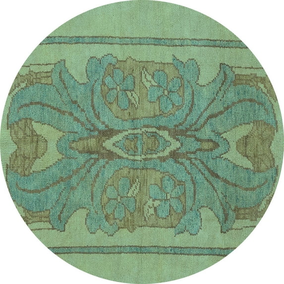 Ahgly Company Indoor Round Abstract Light Blue Modern Area Rugs, 5' Round