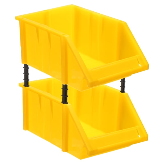 Uxcell 2pcs Plastic Shelf Bins 11" x 7.1" x 5.3" Wall Mounted Storage Bins, Yellow