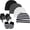 Dark Gray/White/Black/Black White Stripe, variant on Baby Newborn Hats and Mittens Set 0-6 Months Cotton Beanie Top Knot for Baby Boys Girls Winter