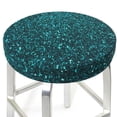 thumbnail image 3 of Picia teal sparkling Pattern Round Stool Covers Comfy Seat Covers Stretch Removable Washable Chair Slipcover Round Bar Chair Cushion Cover-14 inch, 3 of 7