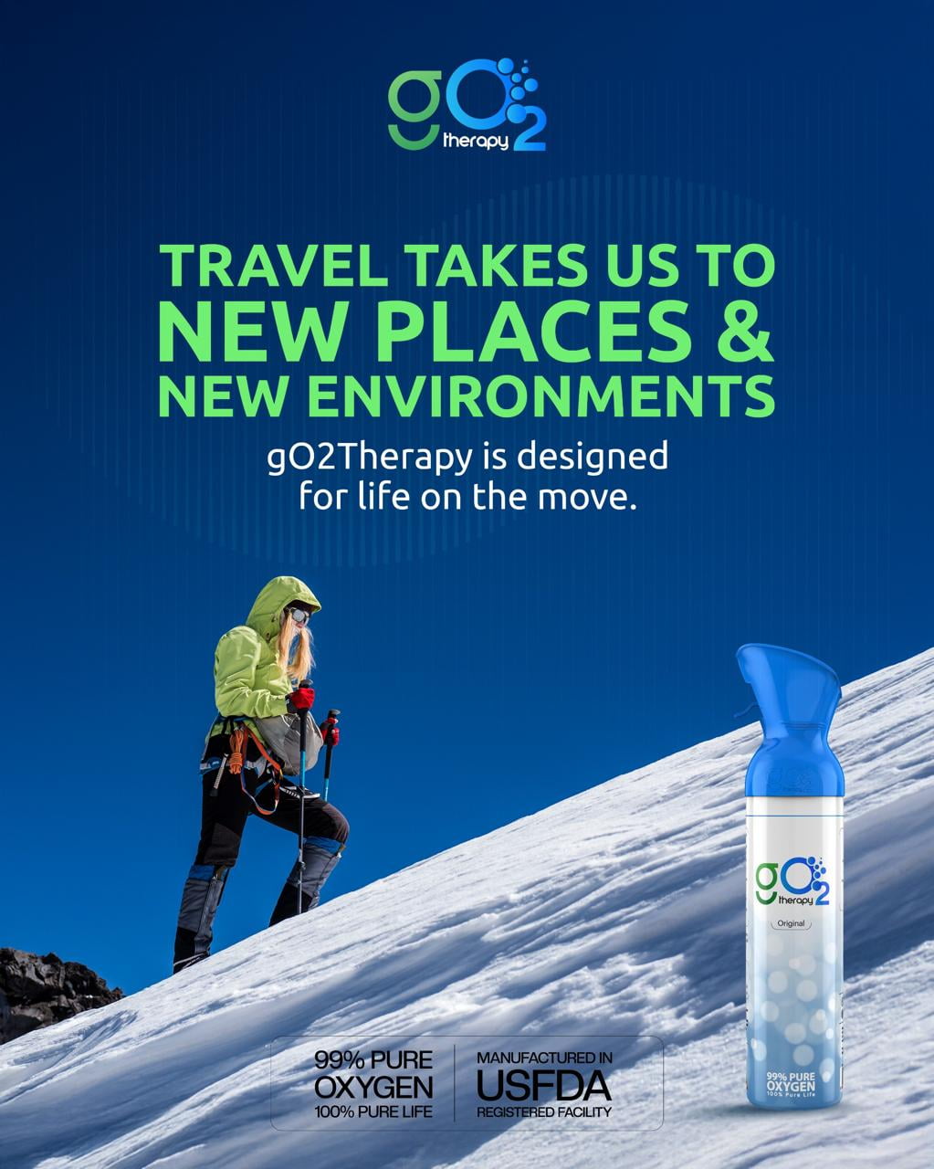gO2Therapy Up to 450 Inhalations, 12L| Portable Oxygen Canister with 4 Fragrances