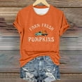 thumbnail image 2 of Womens Tops Fresh Pumpkins Fall Crew Neck Tee Funny Cute Graphic Short Sleeve Shirt Lightweight Breathable Blend Fabric M Sweaters For Women, 2 of 4