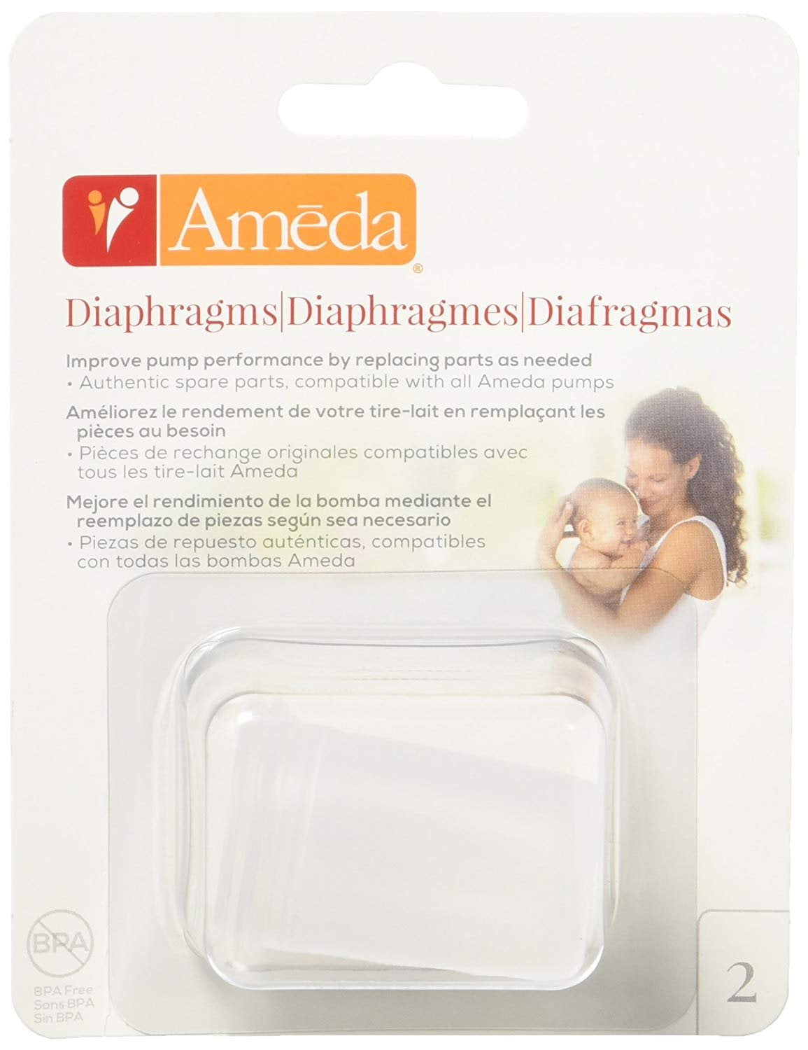 Ameda Silicone Diaphragms,  Clear, 2 Count