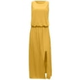 thumbnail image 4 of Pimelu Dresses for Women 2024 Summer Dresses for Women Casual Solid Elastic Waist Side Slit Tank Long Dress Beach Boho Sleeveless Pleated Hem Pocket Sundress Tank Dress, 4 of 5