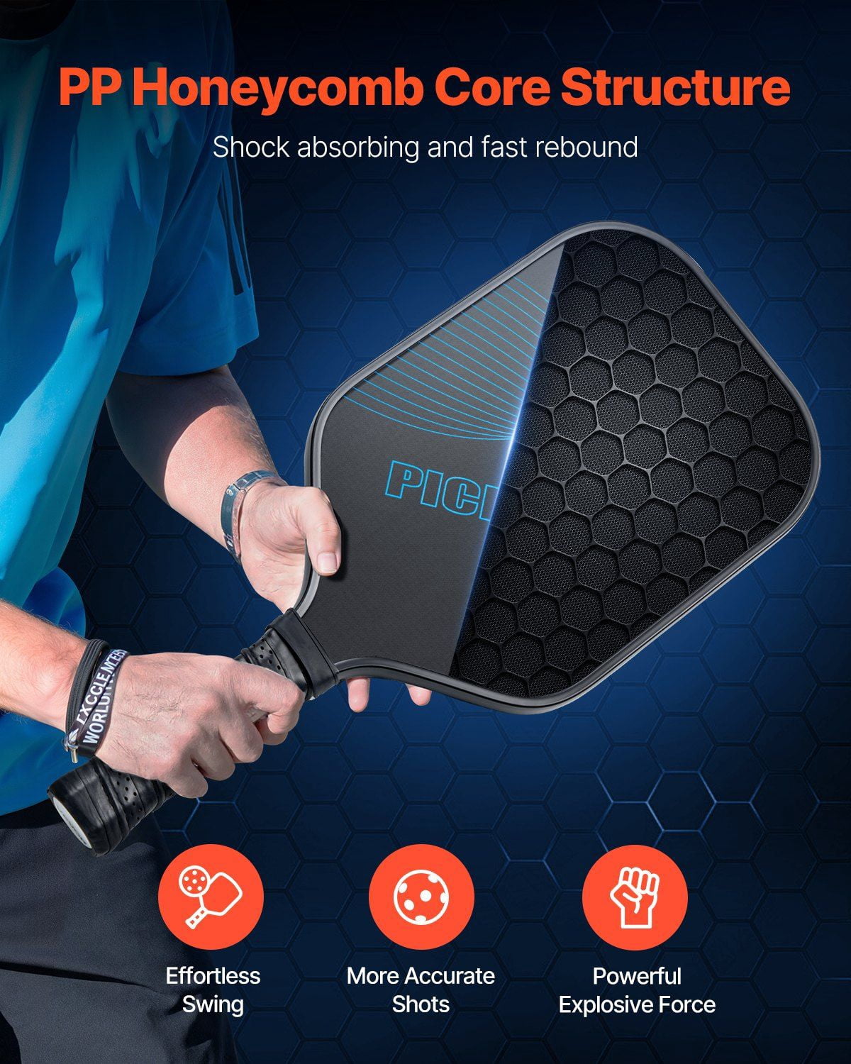 Pro Carbon Fiber Pickleball Paddle with T700 Surface, 16mm Honeycomb Core, Cushioned Non-Slip Grip, Wide Body Shape, and Lightweight Design for Indoor and Outdoor Competitive Play