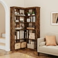thumbnail image 4 of L Shaped Corner Bookshelf 5 Tier Large Wood Display Bookshelf 90° Corner Standing Bookcase, 4 of 7