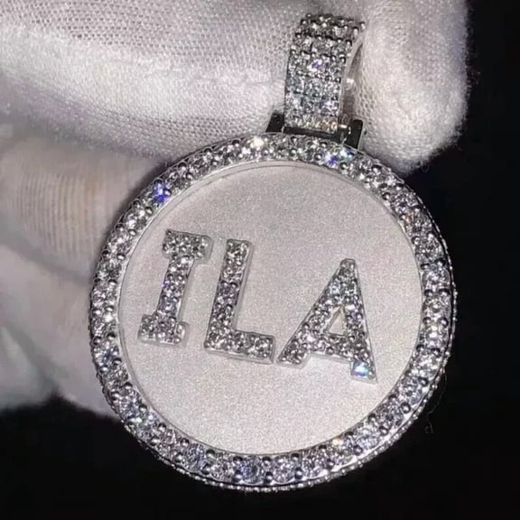 2Ct Round Cut Lab Created Customize Pendant in 14k White Gold Plated 2 inch Pendant